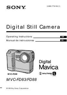 Sony MVC FD 83 manual. Camera Instructions.